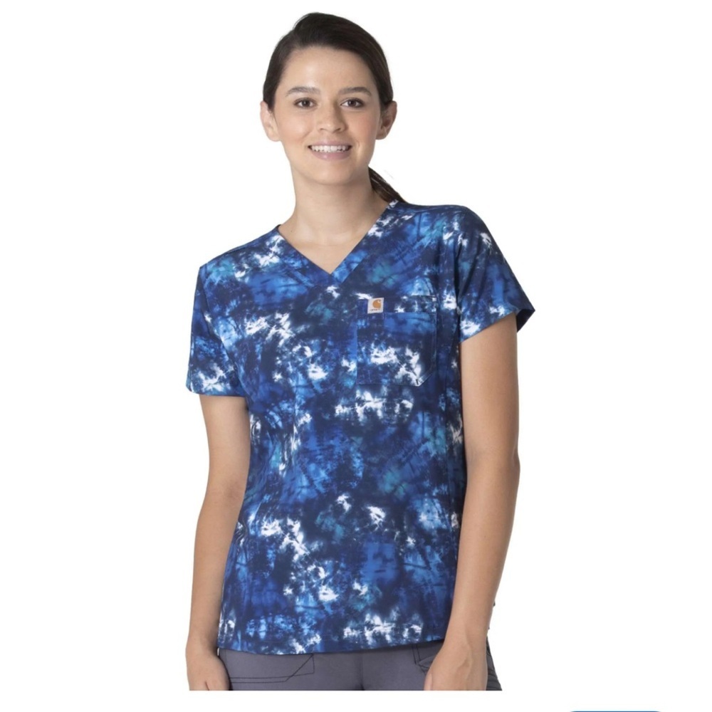 Carhartt Modern Fit Scrub Top Women's Blue Size Medium Casualcore Dental Nurse